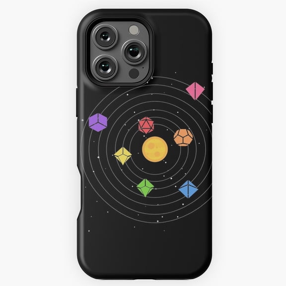 Solar System Polyhedral Dice RPG Phone Case for iPhone 16 15 14 13 12 11 Pro Max