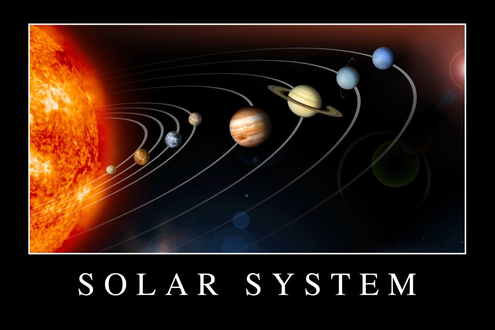Solar System Poster Canvas Art - Stocktrek Images (34 x 23)