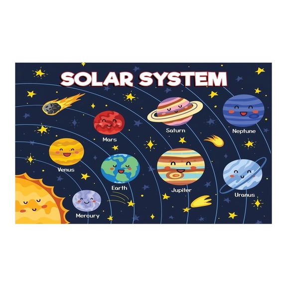 Solar System Poster for Kids, Educational Planets Space Chart for Classroom Wall Decor, Homeschool Learning Materials, Children's Room Art