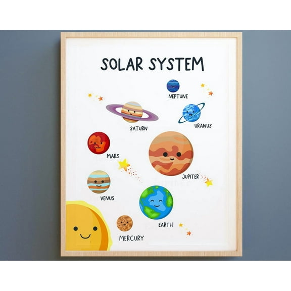 The Solar System Print Neutral, Planets Nursery Print, Educational Space Print, Solar System, Science Poster Art, Playroom Poster Wall Art, Modern Wall Decor, 8x12 UNFRAMED