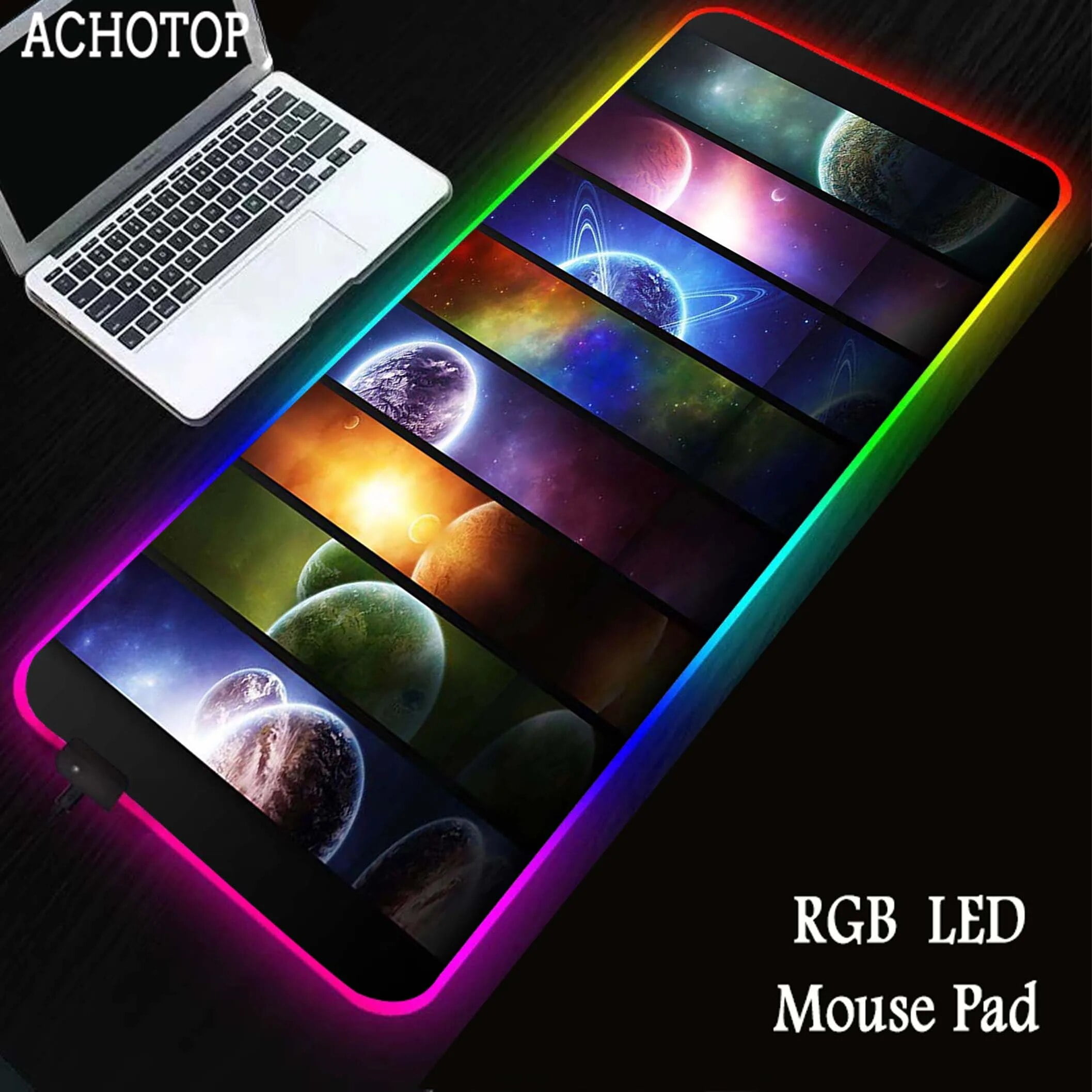 Solar System RGB Mousepad Gaming Speed Keyboard Pads LED Backlight