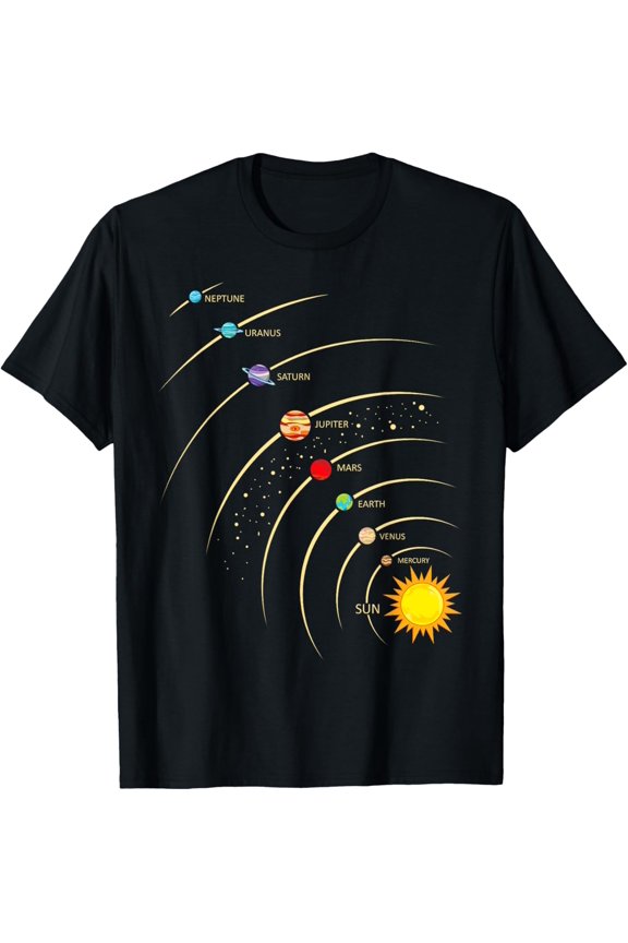 Solar System Shirt Planets & Orbit Educational Astrology Tee T-Shirt
