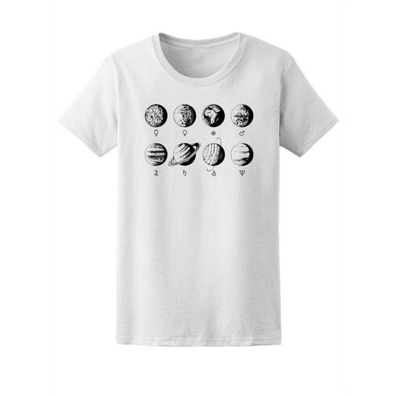 Solar System Sketch T-Shirt Women -Image by Shutterstock, Female Medium