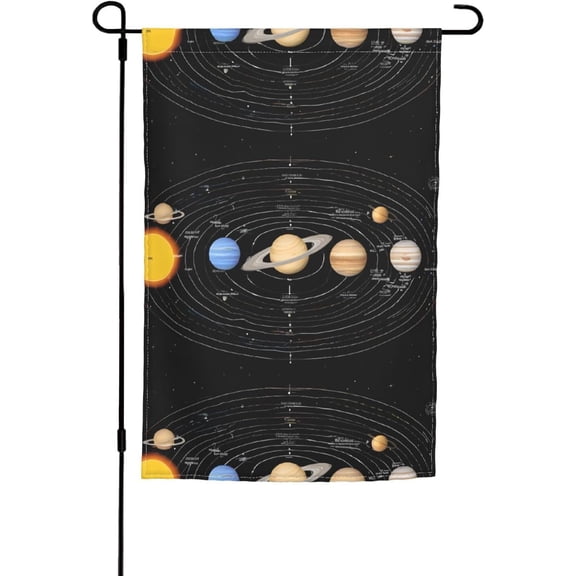 Solar System Spring Summer Garden Flag 12 x 18 Inch Double Sided Welcome Outdoor Lawn Decor Only Flag