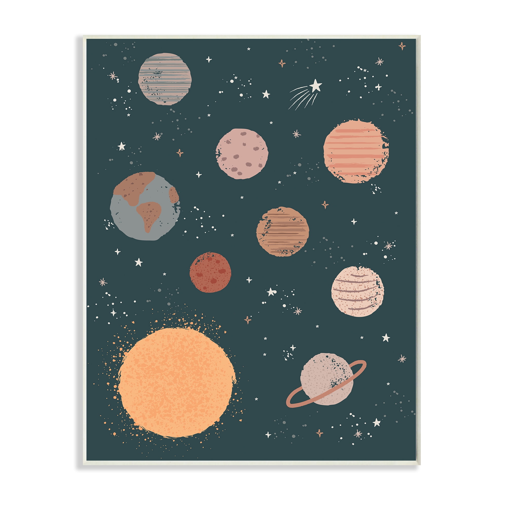 Stupell Industries Solar System Sun Planets Earth Shooting Stars,13 x 19,Designed by Lisa Whitebutton