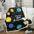 thumbnail image 1 of Solar System Throw Blanket Outer Space Blanket,Cute Cartoon Space Planet Print Fleece Blanket for Teens Universe Themed Decor Fuzzy Blanket Galaxy Starry Sky Sherpa Blanket 90"x90", 1 of 6