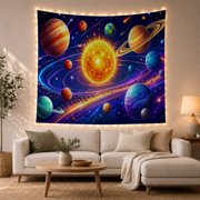 Solar System in a Vibrant Galaxy, Cosmic Energetic Celestial for Space Lovers, Astronomy Wall Art, Birthday Gift Tapestry Wall Hanging for Bedroom, Dorm