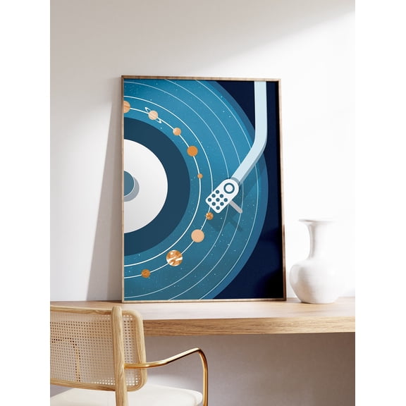 Solar System Vinyl Record Art Music Lover Gift Space Audio Wall Art, Unframed Canvas