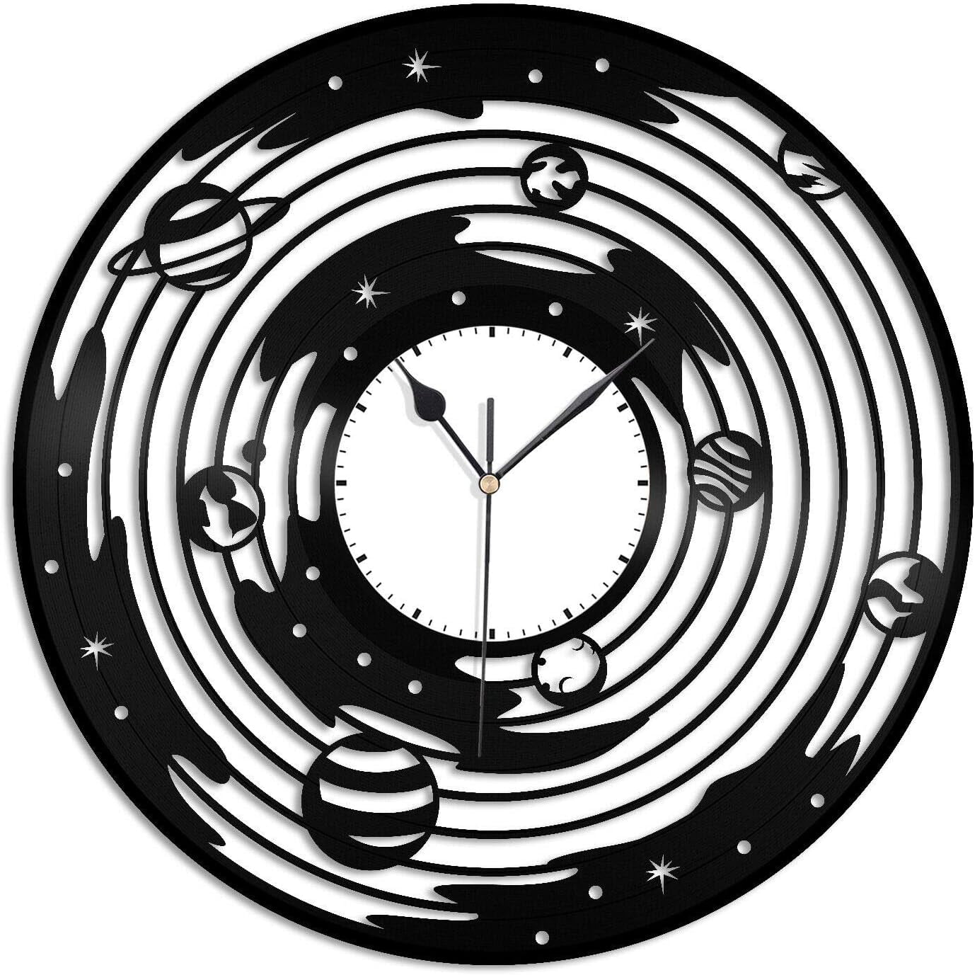 Solar System Vinyl Wall Clock,Vinyl Record Clock Wall Art Unique Room ...