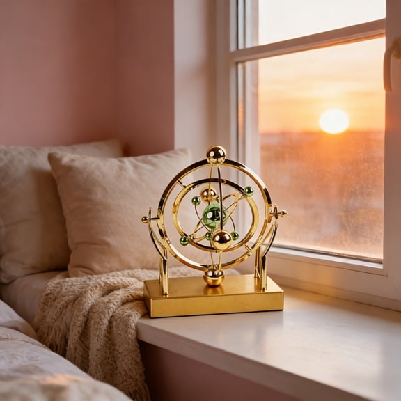 Solar System and Atomic Model Themed Perpetual Motion Pendulum Desk Decor for Science Education and Home Office Display
