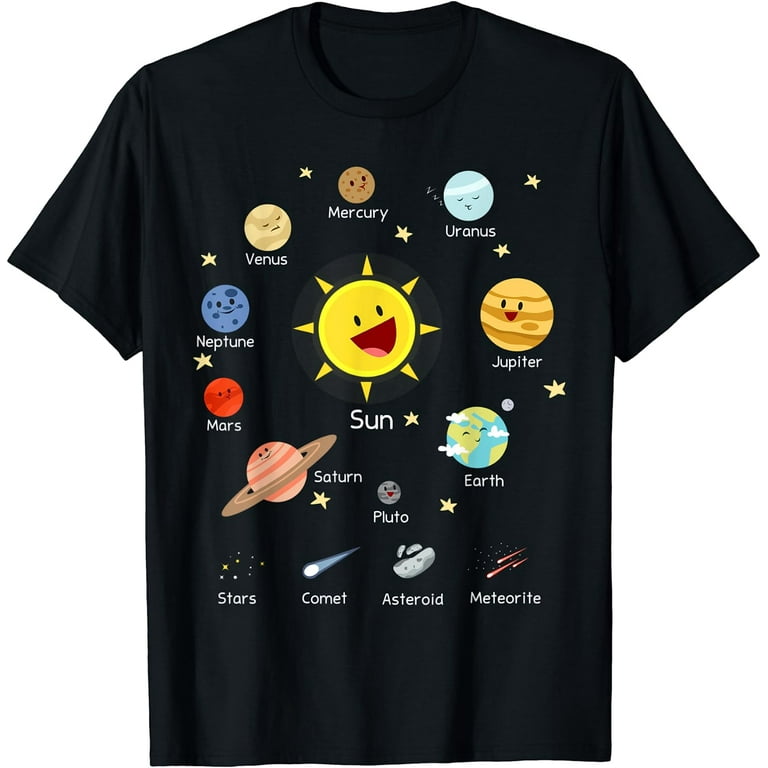 Solar System With Sun, Planets, Comets And Earth T Shirt Solar System With Sun, Planets, Comets And Earth T Shirt