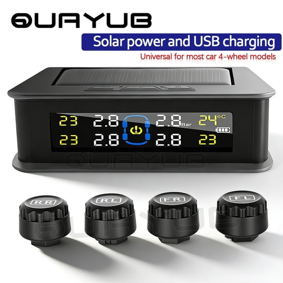 Solar TPMS LCD Tire Pressure Monitor System 6 External Sensors For Car RV Truck -2 years warranty