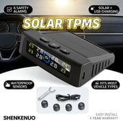 Solar TPMS Wireless Car Tire Pressure Monitoring System with 4 External Sensors for SUV, RV, Sedan, Truck, Trailer, Off Road, MPV