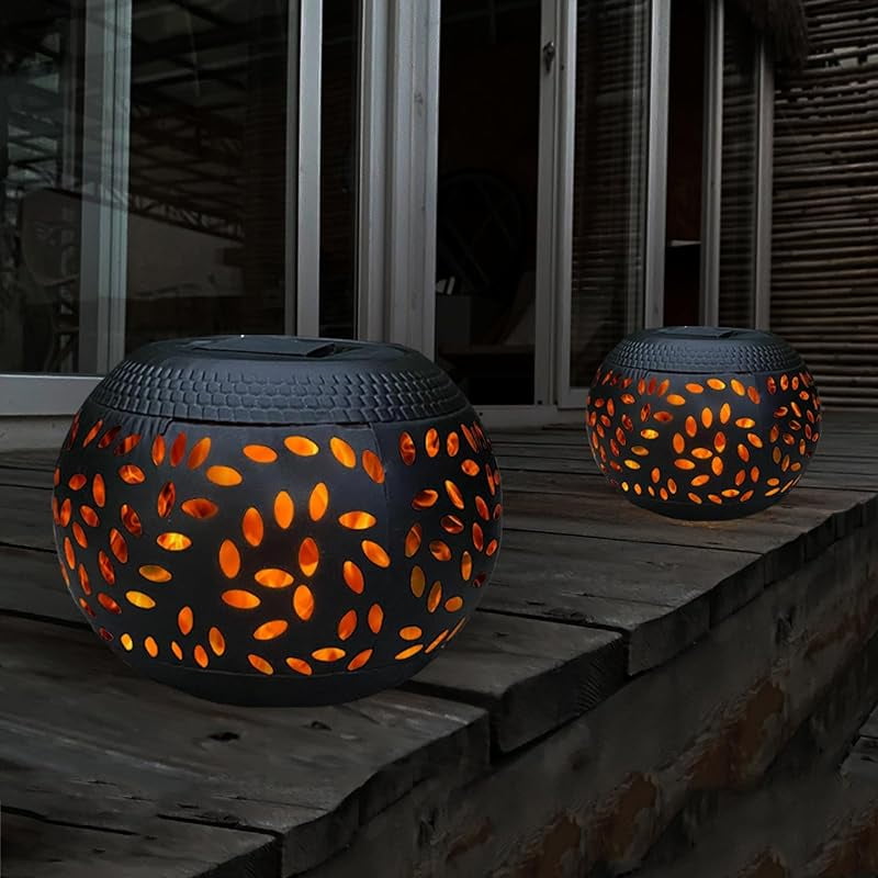 Solar Table Lights Outdoor Waterproof - Dancing Flickering Flame Lamp ...
