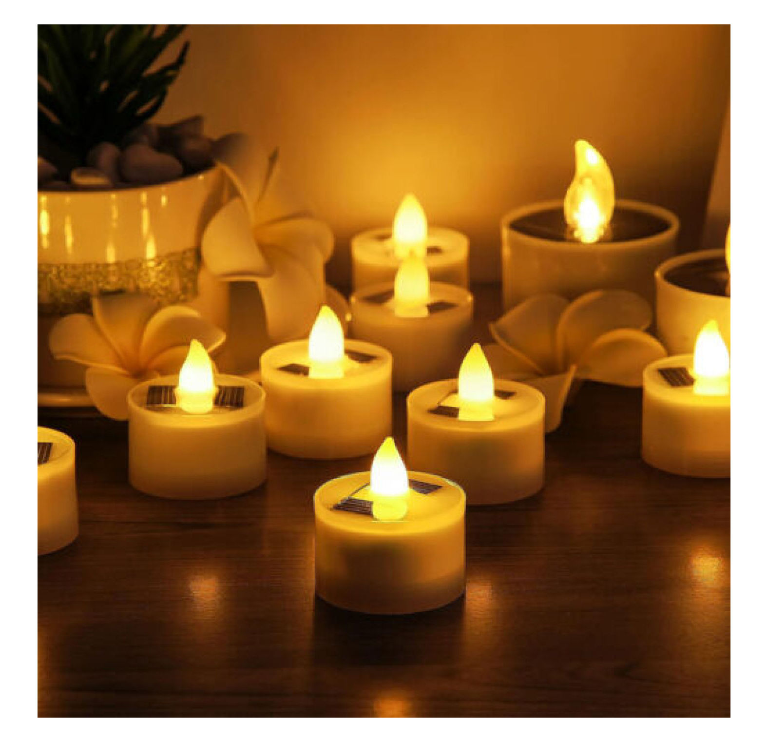 Solar Tea Light Led Candles Flameless Outdoor Waterproof Tea Lights