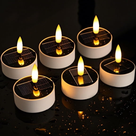 Solar Tea Lights 6 Pack Outdoor Waterproof, Dusk to Dawn Outdoor Lighting, Reusable LED Tea Light Candles for Lantern Garden Camping and Home Decor, Warm White