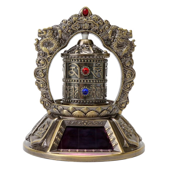 Solar Tibetan Prayer Wheel Solar Energy Buddhas Scriptures Prayer Wheel Autorotation Car Interior Dashboard Decorations