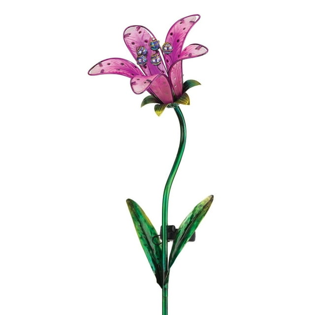 Solar Tiger Lily Stake - Pink - 9"x7.25"x33"