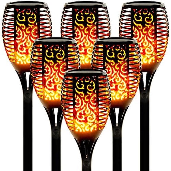 Solar Tiki Torches with Flickering Flame,96 LED Solar Torch Lights Outdoor Waterproof,43" Tall Super Larger Size Tiki Torches for Outside Garden Patio Yard, 6Pack$$Tools & Hardware Other
