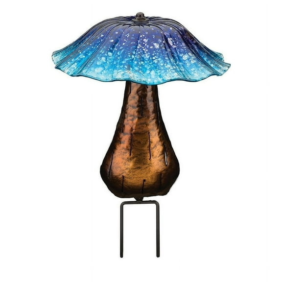 Solar Toadstool Stake - Blue - 11"X11"X13.75"