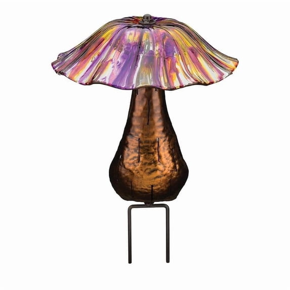 Solar Toadstool Stake - Purple/Yellow - 11"X11"X13.75"