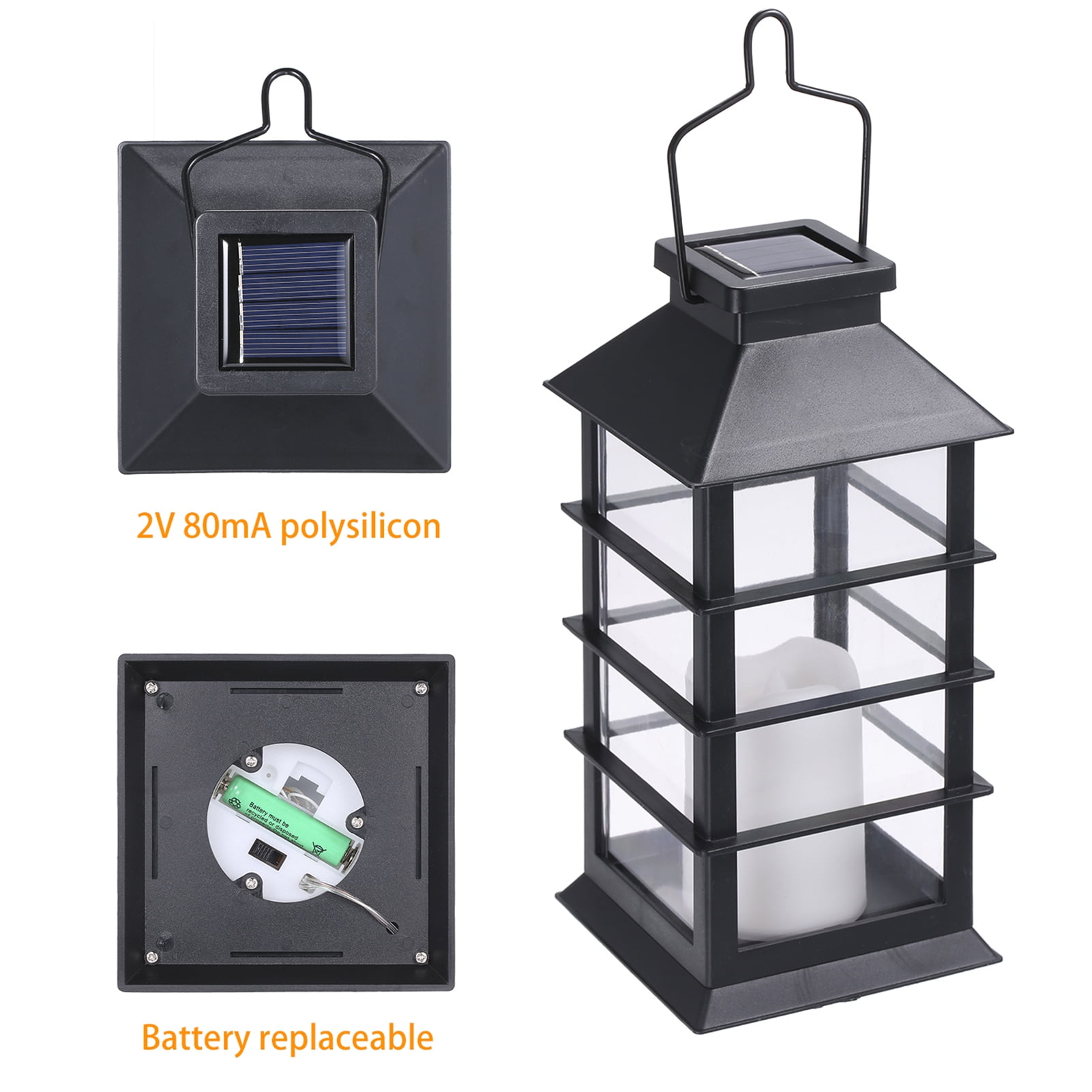 Solar Lantern Crackle Glass Ball, Amber Warm Solar Lanterns Outdoor Waterproof Solar Garden Decor Patio Lights With 2 Modes Hanging Solar Lights Outdo | UK