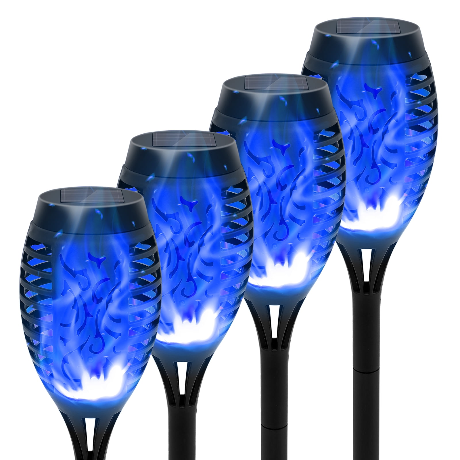 Solar Torch Lights with Flickering Flame, Solar Patio Lights, 4 Pack