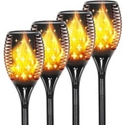 OUMILEN Solar Torch Lights, Flickering Flames Torch Lights Pathway Lights Landscape Decoration 4 Pack