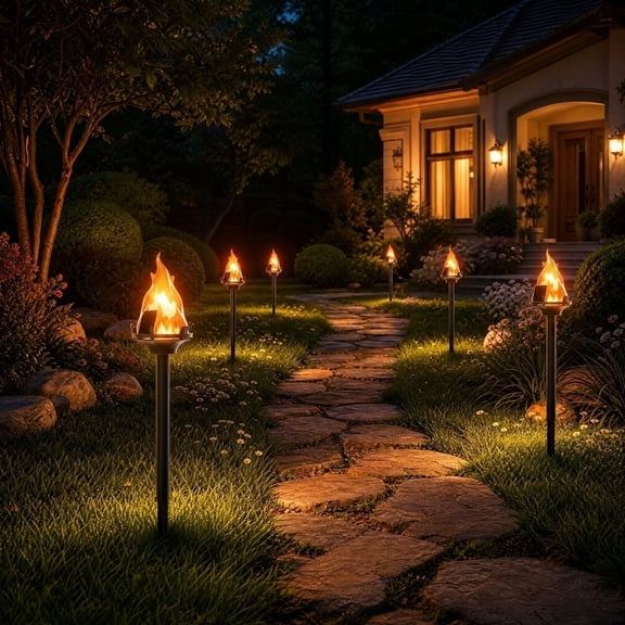 Solar Torch Prop LED Light with Stake, 13 in 1PC Realistic Flame Torch for Sports Games Opening Ceremony Celebrations Festival Activities Halloween Christmas