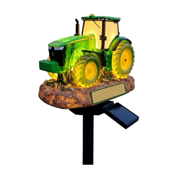 Solar Tractor Garden Stake Light, Resin Farm Tractor Yard Lamp with Integrated Solar Panel for Lawn Pathway Patio Decor