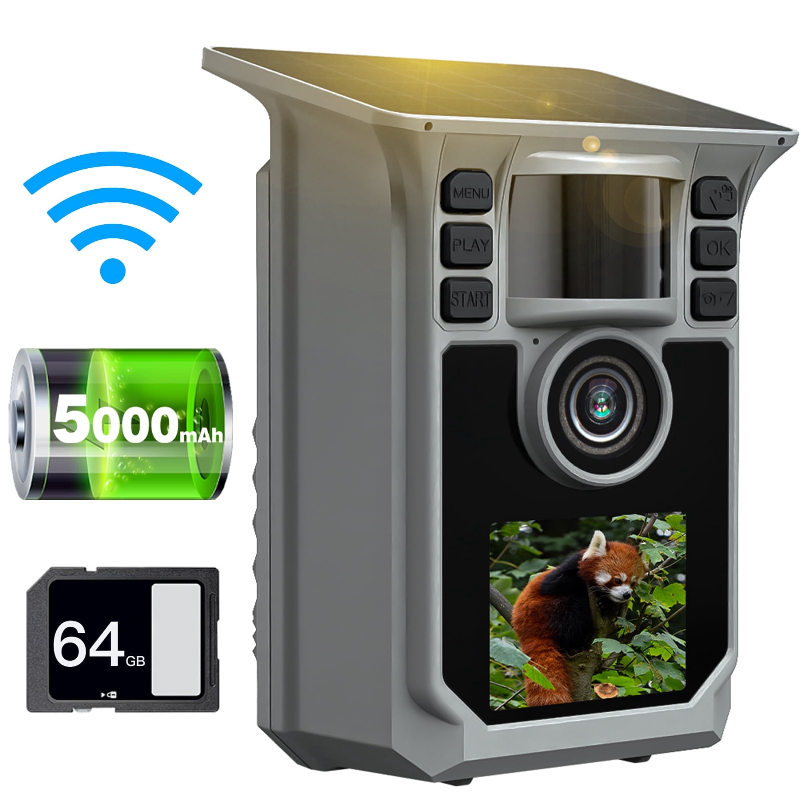 HRIVCAM Solar Trail Camera, 64MP 4K UHD, Night Vision, Motion Activated ...