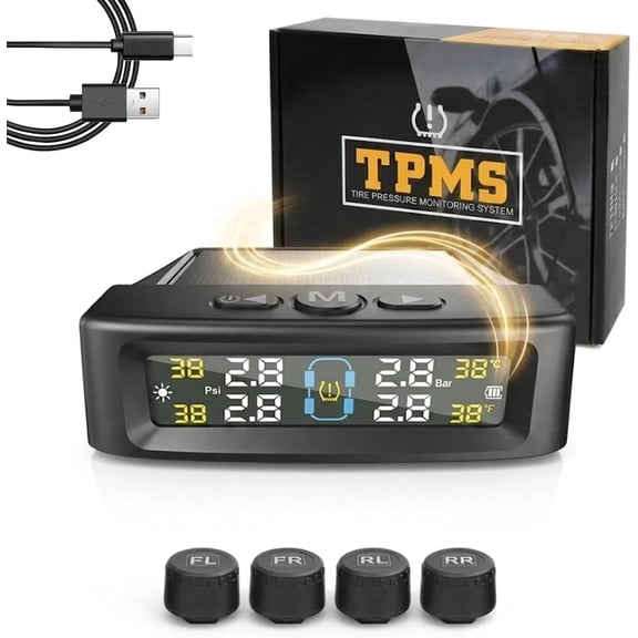 Solar Trailer Tire Pressure Monitoring System, 2026 New Tire Pressure Gauge with Wireless External TPMS Sensors, Voice Alert & LCD Real-Time Display for RV/Trailer/Truck/SUV (External sensors)