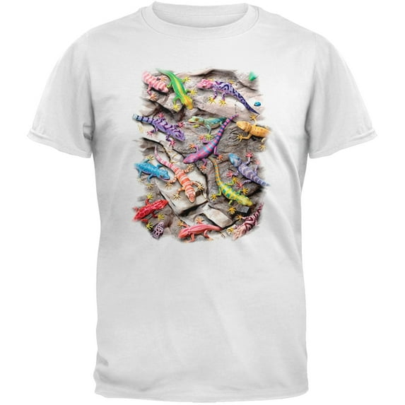 Solar Trans - Colorful Geckos White T-Shirt - Small