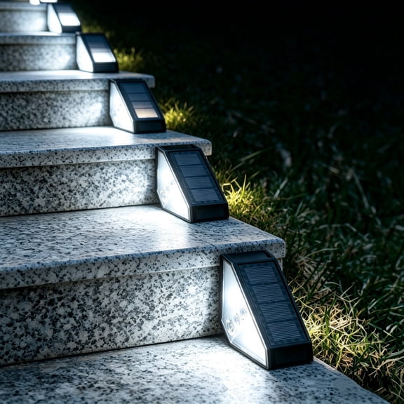 Solar Triangle Stair Light,Warm White/White Solar Deck Lights for Steps Stairs,Outdoor LED Step Lights with Motion Sensor Auto On/Off,IP65 Waterproof Solar Powered Garden and Pathway Lighting