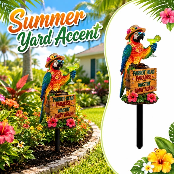 Solar Tropical Parrot Garden Stake Light, Ambient Solar Landscape Light for Family Backyard Tropical Courtyard Styling