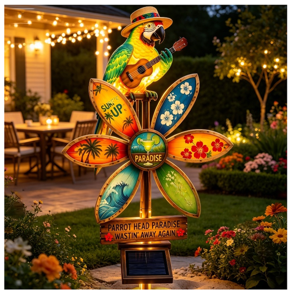 Solar Tropical Parrot Garden Stake Light, Long Lasting Illuminated Parrot Figurine for Front Yard Landscape Courtyard Decoration