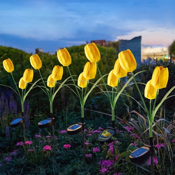 Solar Tulip Lights Outdoor,Realistic LED Floral Stake Lights,Waterproof Solar Pathway Lights,Auto On/Off Dusk to Dawn,Decor for Garden Yard Lawn Patio Villa Landscape Lighting