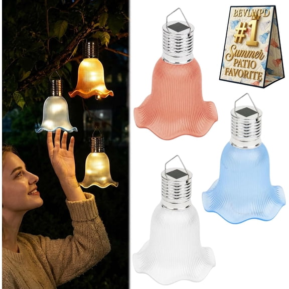 Solar Tulip Outdoor String Lights Flower Small Waterproof Fairy Light Garden Decorative Outside Blue Light up Tulips with Hook Spring Yard Path Fence Party Decor Auto-On off(Mixed*3,White Light)