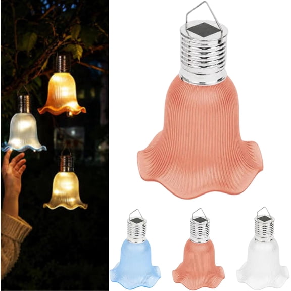 Solar Tulip Outdoor String Lights, Solar Powered Tulip Fairy String Lights, Waterproof LED Hanging Flower Decorative Lights for Patio Backyard Garden Camping Indoor Outdoor Decors (b, White Light)
