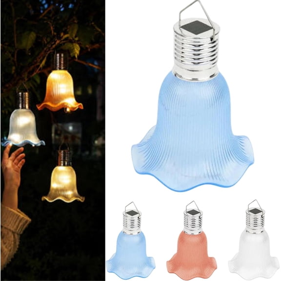 Solar Tulip Outdoor String Lights, Solar Powered Tulip Fairy String Lights, Waterproof LED Hanging Flower Decorative Lights for Patio Backyard Garden Camping Indoor Outdoor Decors (a, White Light)