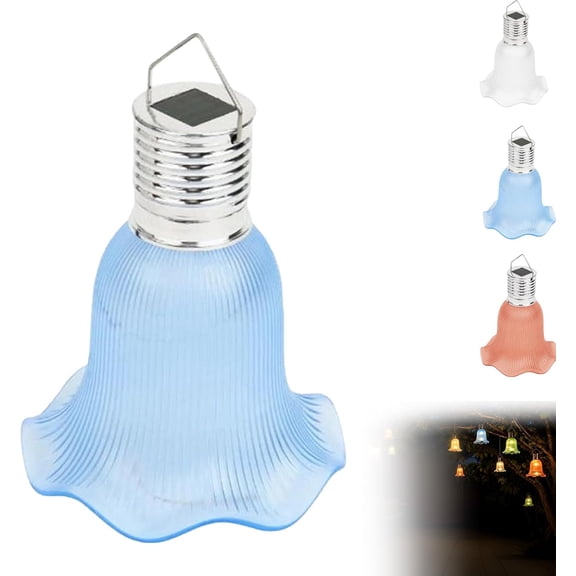 Solar Tulip Outdoor String Lights, Waterproof Solar Flower Fairy Lights, LED Hanging Tulip Lanterns(Blue,White Light)