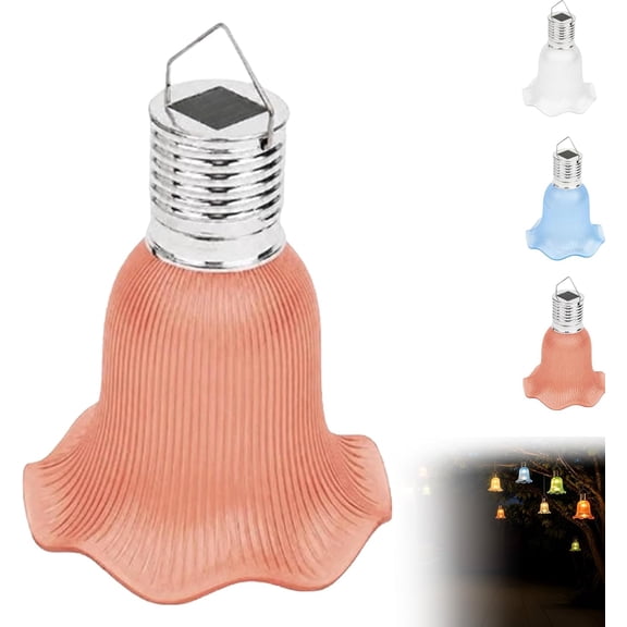 Solar Tulip Outdoor String Lights, Waterproof Solar Flower Fairy Lights, LED Hanging Tulip Lanterns(Orange,Warm Light)