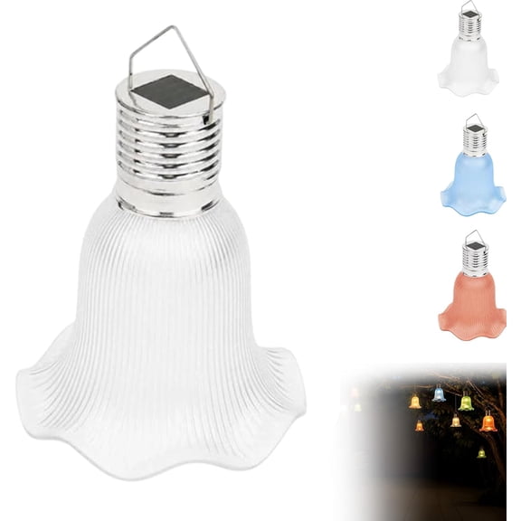 Solar Tulip Outdoor String Lights, Waterproof Solar Flower Fairy Lights, LED Hanging Tulip Lanterns(White,Warm Light)