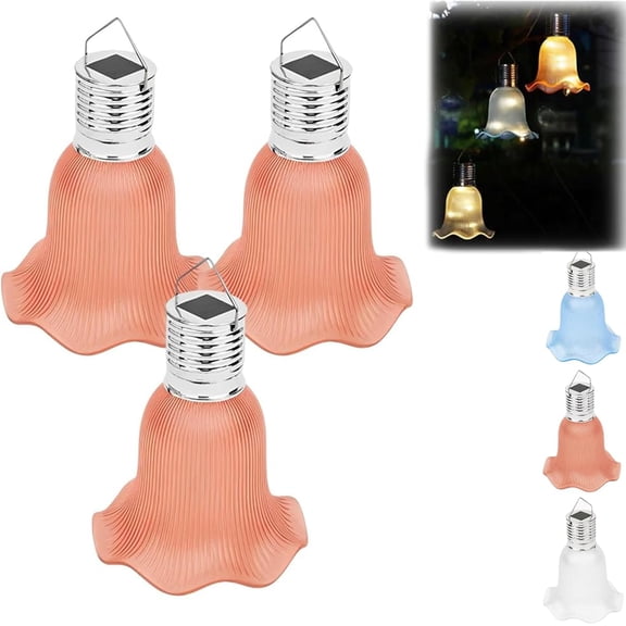 Solar Tulip Outdoor String Lights, Waterproof Solar Outdoor String Hanging Lights, LED Tulip Garden Decorative Lights, Flower Light for Patio, Backyard, Fence, Balcony, Yard (Orange x3)