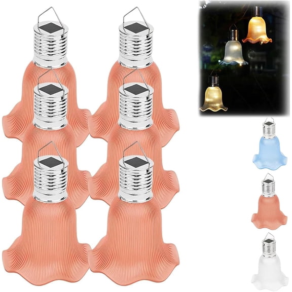 Solar Tulip Outdoor String Lights, Waterproof Solar Outdoor String Hanging Lights, LED Tulip Garden Decorative Lights, Flower Light for Patio, Backyard, Fence, Balcony, Yard (Orange x6)