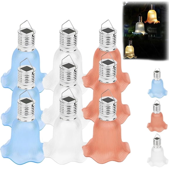 Solar Tulip Outdoor String Lights, Waterproof Solar Outdoor String Hanging Lights, LED Tulip Garden Decorative Lights, Flower Light for Patio, Backyard, Fence, Balcony, Yard (Mix 9)