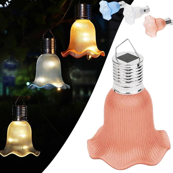 Solar Tulip Outdoor String Lights – Waterproof Solar Powered Flower Fairy Lights, LED Hanging Tulip Lanterns for Garden, Patio, Backyard, Fence, Tree Decor