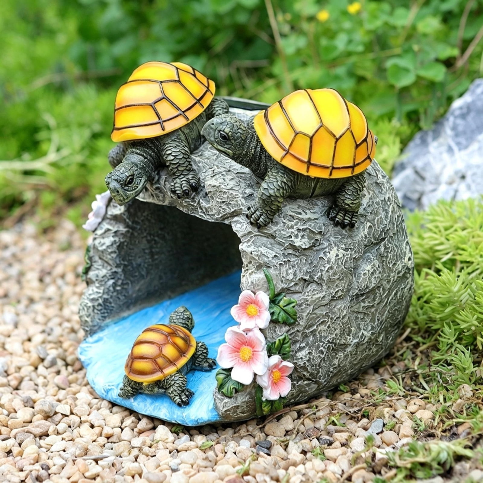 Fohil Solar Turtle Garden Statue Light – Cute Fairy Tortoise With 7 Warm LEDs, IP44 Waterproof Resin, Auto On/Off, 6-8 Hour Illumination – Unique Gift For Mom, Grandma, Garden Lovers