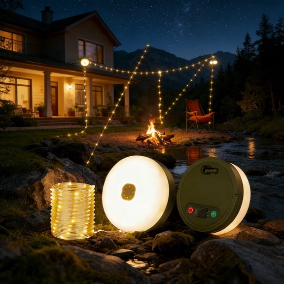 Solar/Type-C Camping String Lights, 32.8-Foot Retractable Waterproof LED Camping Lights with 8 Lighting Modes, Ideal for Outdoor Use, Tents, RVs, Patios, Awnings, and Parties