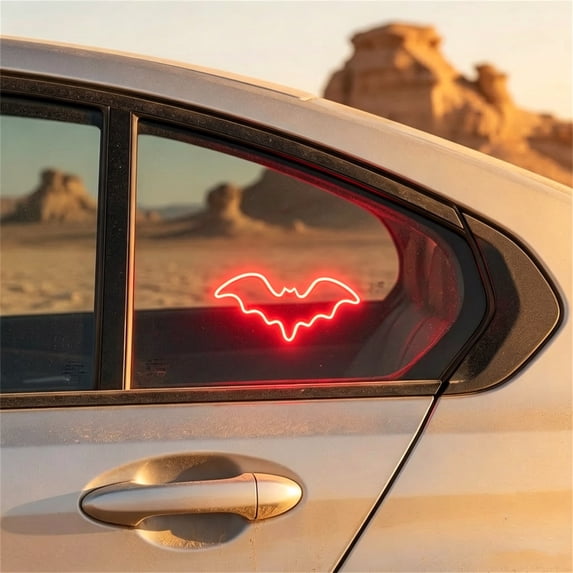 Solar Type-C Charging Neon Car Window Light, Tool Free Suction Mount Auto Dusk Activation Decor Lamp, Custom Ambient Accessory for Vehicle Interior Car Enthusiast Styling